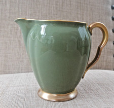 Carlton Ware Vintage Sage Green Milk Cream Jug with Gilt Inner Script Backstamp
