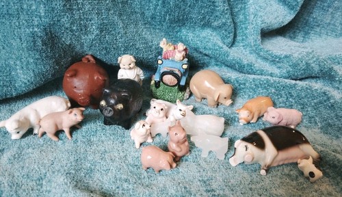 Vintage pig lot miniatures - pig,