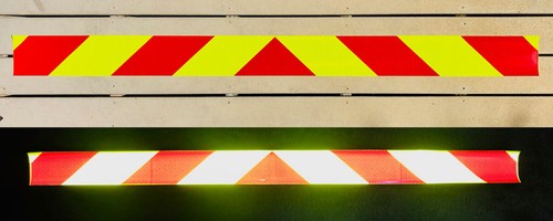 Lime red reflective chevron - &,