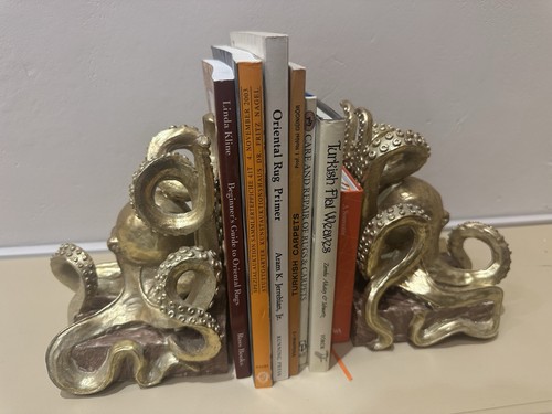 Gold octopus pair bookends - gold, of