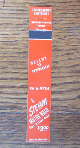 Steam motor car - motor, matchbook