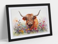 WATERCOLOUR HIGHLAND COW &