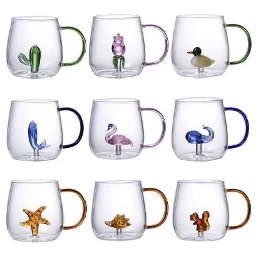 Glass mug cup collective - 3d,
