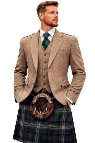 Men khaki tweed argyle - argyle, kilt
