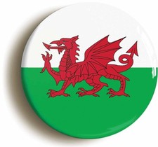 WALES BADGE BUTTON PIN (Size is 1inch/25mm diameter) WELSH DRAGON