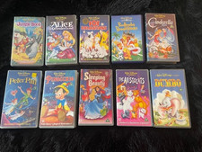 Job Lot VHS x 10 Disney Animation Pinocchio Cinderella 101 Dalmations Dumbo etc