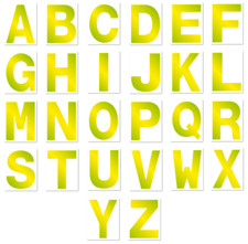 Alphabet CAPITAL A-Z Letters Stickers Self Adhesive Permanent Hi Viz Yellow 3"