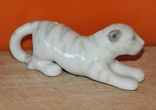 Russian Porcelain Ceramic White Tiger 14cms long
