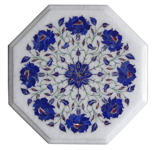 Marble table top lapis - 12",