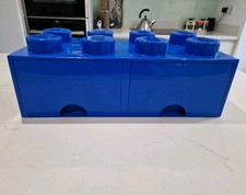 Genuine Lego Blue Storage Box Official 8 Stud 2 Drawer 50cm x 25cm x 18cm.