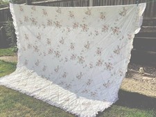 Charlotte By Vantona King Size Frilled Reversible Quilted Bedspread White/Pink