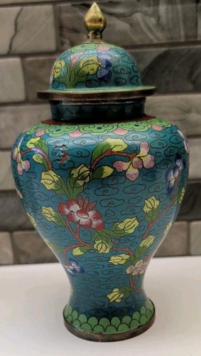 Vtg chinese brass cloisonné - vtg,