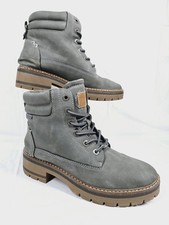 BENCH Ladies Ankle Boots Grey Lace-Up Combat Style Ankle Boots - UK 8/Eu41 