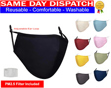 Cotton Face Mask Washable Reusable Breathable with PM2.5 Filter & Filter Pocket