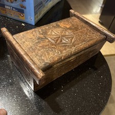 Antique Hand carved wooden spice box
