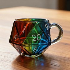 Rainbow Glass D20 Dice Mug