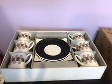 SUSIE COOPER CONTRAST PATTERN  BOXED SET OF 6 COFFEE CANS AND SAUCERS  1980,S