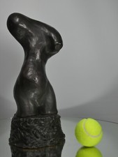 Abstract Midc Bronzed Pottery Female Nude Torso Sculpture Henry Moore Influenced