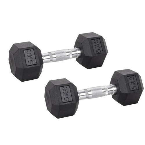 Rubber hex dumbbell pair - rubber, –