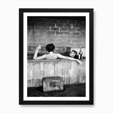 Steve Mcqueen And Neile Adams Bath  Framed Wall Art Poster Canvas Print Picture