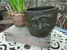 Vintage Composite Stone Garden Flower Pot Planter Gargoyle Funny Face