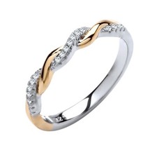 Sterling Silver & Yellow Gold 0.10ct Simulated Diamond Eternity Ring size J to V