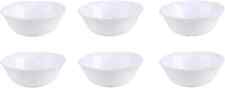 14cm Set of 6 White Bowls Opal Glass 6-Piece White Cereal Bowls Square Breakfast