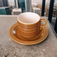 Vintage Hornsea Saffron Brown Ceramic Cup & Saucer Set  Stamped 1977