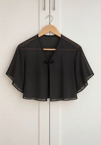Black chiffon cape - black,