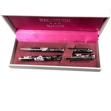 MACKINTOSH Pen Set Floral Design Black Pink Gift Box Collectable 8185