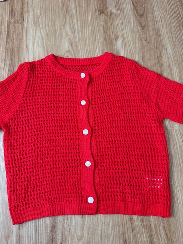 Women red knitted cardigan - women’s,