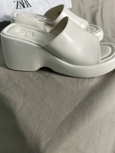 Zara white slide sandals open - zara,