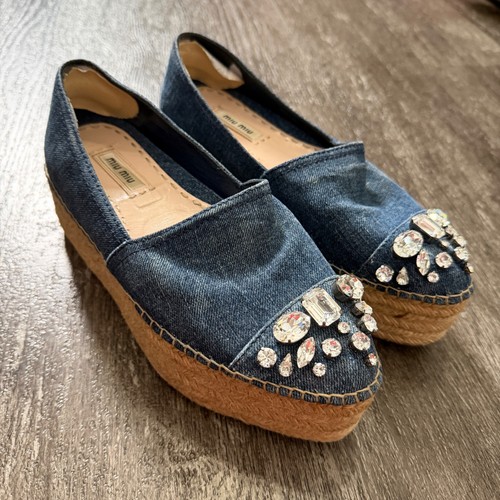 Miu denim espadrille flats - miu,