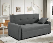 Grey Linen Pull Out Sofa Bed