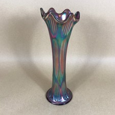 Vintage Carnival Glass Iridescent Swung Vase