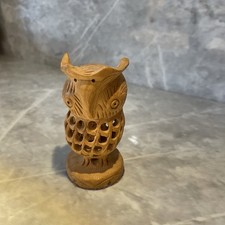 F - Vintage Wooden Crafted Owl