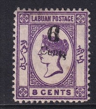 Labuan 1891 6c on 8c Deep