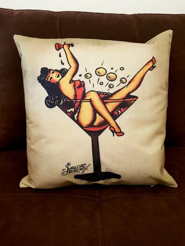 Sailor jerry rum linen cushion - rum,