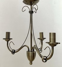 Antique Gold Triple Candle Ceiling Light Candelabra With Fixing 60W