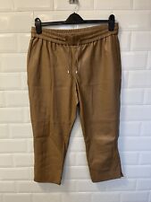 Marks And Spencer Faux Leather Trousers Brown Cropped Size 16
