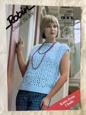 Robin knitting pattern 13931. Lacy top, Chunky 30-40".  NEW, old stock