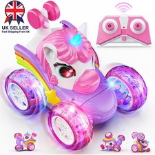 Remote Control Car Toys for Girls, 360° Rotating, 4WD RC Stunt Cars, Unicorn