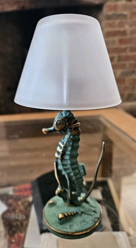 Antique sea horse metal candle - antique,