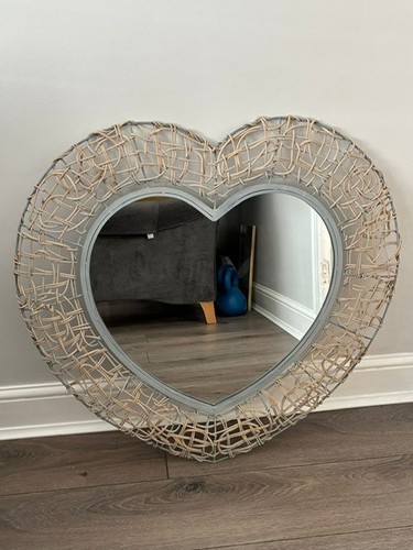 Dunelm wicker heart mirror - wicker,