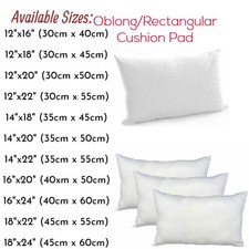 Rectangular Oblong Shape Cushion Pads Inner Inserts Hollowfiber Filled 11 Sizes.