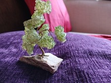 Peridot tree gemstone cluster gold colour branch  .stone base