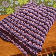 Purple Stripy Knitted Long Blanket Throw Bed Runner