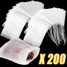 200Pcs Empty Tea Bags Muslin Drawstring Bath Herbs Filter Making Spice 