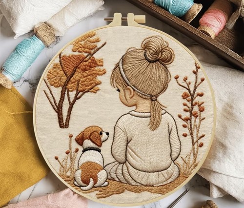 Embroidery kit girl with - -,