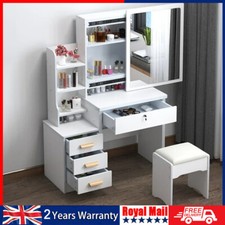 Large Vanity Desk with Mirror and LED Light Makeup Desk with Drawers and Vomljxq